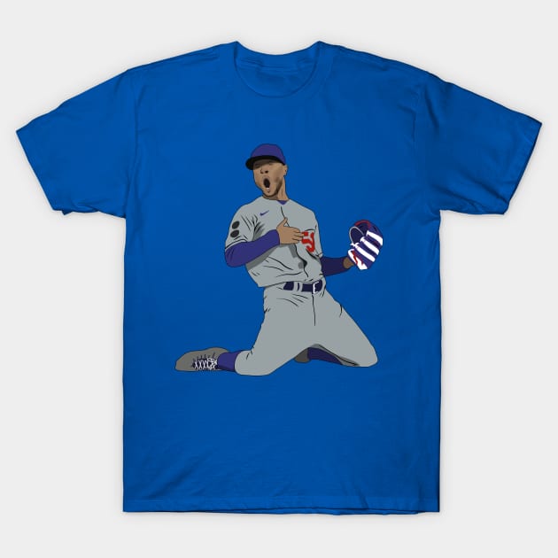 Mookie Betts Game Winning Catch Los Angeles Baseball T-Shirt by Hevding